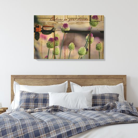 Geïnspireerde bloemenhouten deur canvas afdruk (Insitu (Slaapkamer))