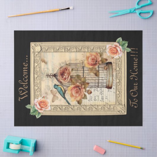  geïnspireerde bloemenvogelkooi decoupage tissuepapier (Craft)