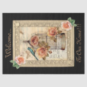 geïnspireerde bloemenvogelkooi decoupage tissuepapier (Voorkant)