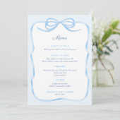 geïnspireerde Blue Bow Boy Baby shower Party Menu (Staand voorkant)