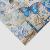  geïnspireerde Blue Floral Butterfly Scrapbook Tissuepapier (Detail)