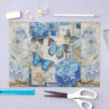 geïnspireerde Blue Floral Butterfly Scrapbook