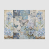  geïnspireerde Blue Floral Butterfly Scrapbook Tissuepapier (Voorkant)