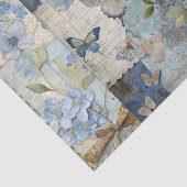  geïnspireerde Blue Floral Butterfly Scrapbook Tissuepapier (Detail)