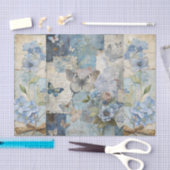  geïnspireerde Blue Floral Butterfly Scrapbook Tissuepapier (Craft)