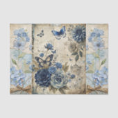  geïnspireerde Blue Floral Butterfly Scrapbook Tissuepapier (Voorkant)