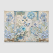  geïnspireerde Blue Floral Butterfly Scrapbook Tissuepapier (Voorkant)