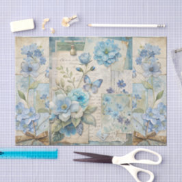  geïnspireerde Blue Floral Butterfly Scrapbook Tissuepapier