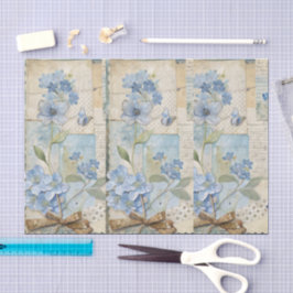  geïnspireerde Blue Floral Butterfly Scrapbook Tissuepapier