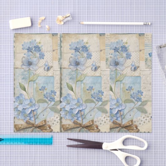  geïnspireerde Blue Floral Butterfly Scrapbook Tissuepapier (Craft)