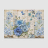  geïnspireerde Blue Floral Butterfly Scrapbook Tissuepapier (Voorkant)