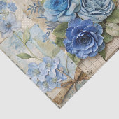  geïnspireerde Blue Floral Butterfly Scrapbook Tissuepapier (Detail)