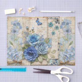  geïnspireerde Blue Floral Butterfly Scrapbook Tissuepapier