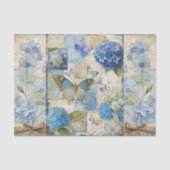  geïnspireerde Blue Floral Butterfly Scrapbook Tissuepapier (Voorkant)