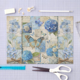  geïnspireerde Blue Floral Butterfly Scrapbook Tissuepapier