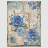  geïnspireerde Blue Floral Collage Decoupage Tissuepapier (Voorkant)