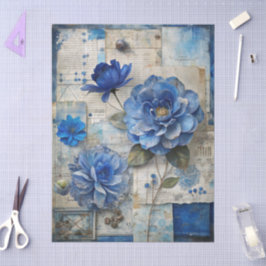  geïnspireerde Blue Floral Collage Decoupage Tissuepapier