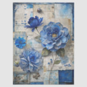  geïnspireerde Blue Floral Collage Decoupage Tissuepapier (Voorkant)