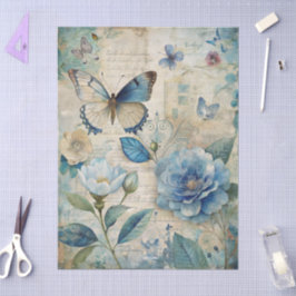  geïnspireerde Blue Floral Collage Decoupage Tissuepapier