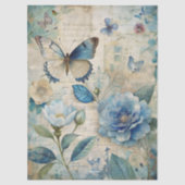  geïnspireerde Blue Floral Collage Decoupage Tissuepapier (Voorkant)