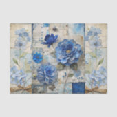  geïnspireerde Blue Floral Collage Scrapbook Tissuepapier (Voorkant)