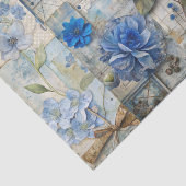  geïnspireerde Blue Floral Collage Scrapbook Tissuepapier (Detail)