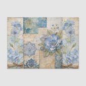 geïnspireerde Blue Floral Collage Scrapbook Tissuepapier (Voorkant)