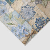 geïnspireerde Blue Floral Collage Scrapbook Tissuepapier (Detail)