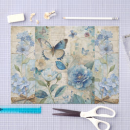  geïnspireerde Blue Floral Collage Scrapbook Tissuepapier