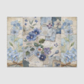 geïnspireerde Blue Floral Collage Scrapbook Tissuepapier (Voorkant)