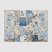  geïnspireerde Blue Floral Collage Scrapbook Tissuepapier (Voorkant)
