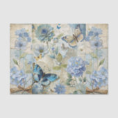  geïnspireerde Blue Floral Collage Scrapbook Tissuepapier (Voorkant)