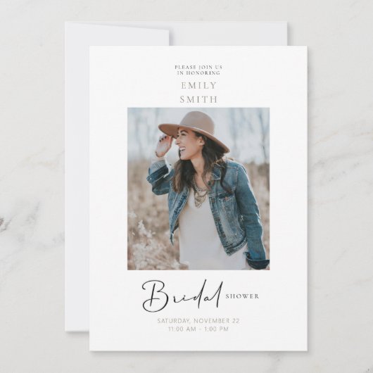 Geïnspireerde bruid foto bruids douche uitnodiging (Voorkant)