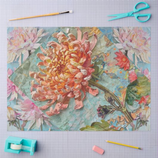  geïnspireerde Chrysanthemum collage decoupage Tissuepapier (Craft)