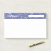 geïnspireerde elegante blauw-witte bloem post-it® notes (Op bureau)