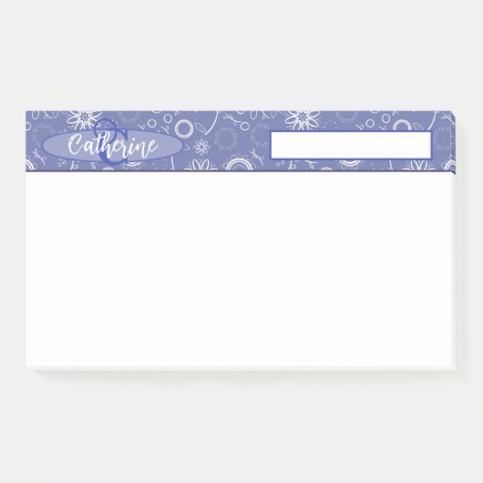 geïnspireerde elegante blauw-witte bloem post-it® notes (Voorkant)
