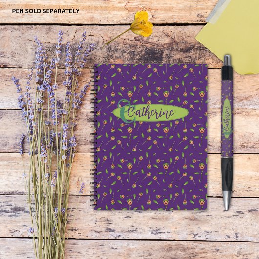 geïnspireerde elegante Paarse bloemen Notitieboek