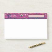 geïnspireerde elegante roze bloem post-it® notes (Op bureau)