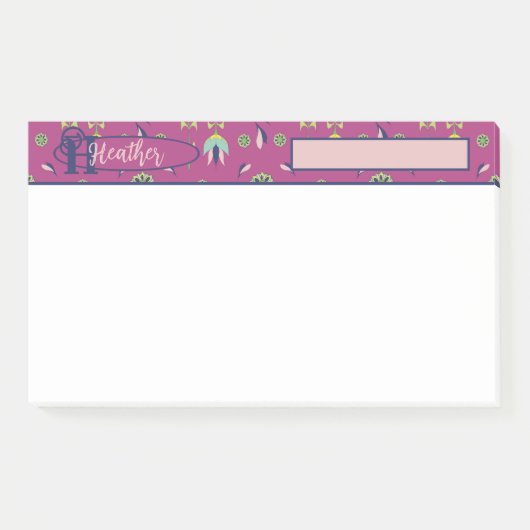 geïnspireerde elegante roze bloem post-it® notes (Voorkant)