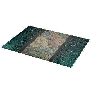 geïnspireerde Floral Burlap en Donker Blauwgroen Snijplank