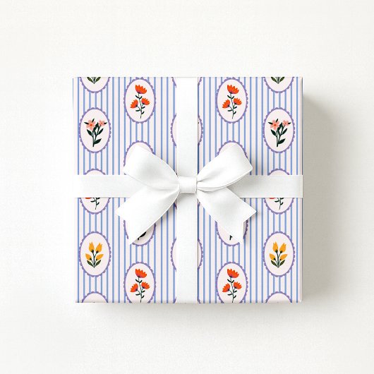 geïnspireerde Floral Striped Wrapping Paper Cadeaupapier