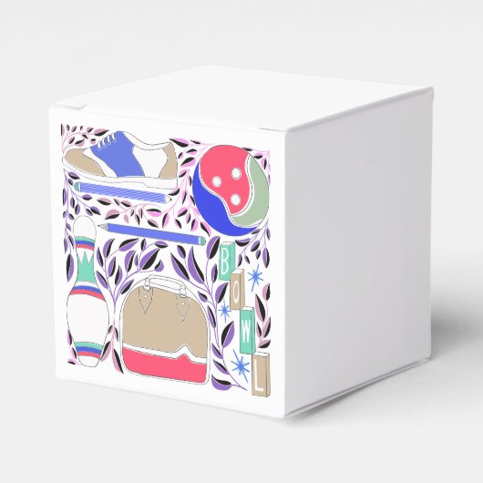 geïnspireerde Folk Art Bowling Pin en Bag Bedankdoosjes (Voorkant Zijde)