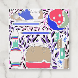  geïnspireerde Folk Art Bowling Pin en Bag Bedankjes Labels