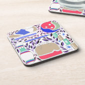 geïnspireerde Folk Art Bowling Pin en Bag Bier Onderzetter (Linkerzijde)