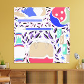 geïnspireerde Folk Art Bowling Pin en Bag Canvas Afdruk (Insitu (Woonkamer))