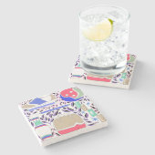  geïnspireerde Folk Art Bowling Pin en Bag Stenen Onderzetter (Zijkant)