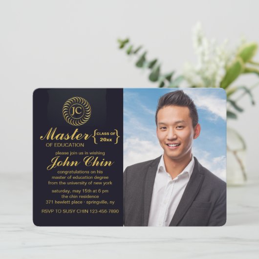 Geïnspireerde foto afstudeerfeest uitnodiging (Staand voorkant)