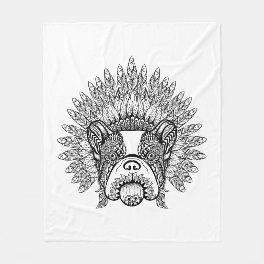 Geïnspireerde Franse Buldog in de Bonnet van de Fleece Deken (Voorkant)