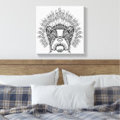 Geïnspireerde Franse Bulldog in War Bonnet 6 Canvas Afdruk (Insitu (Slaapkamer))