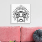 Geïnspireerde Franse Bulldog in War Bonnet 6 Canvas Afdruk (Insitu (Woonkamer))